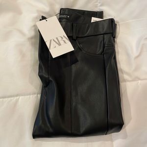 Black Zara faux leather leggings.